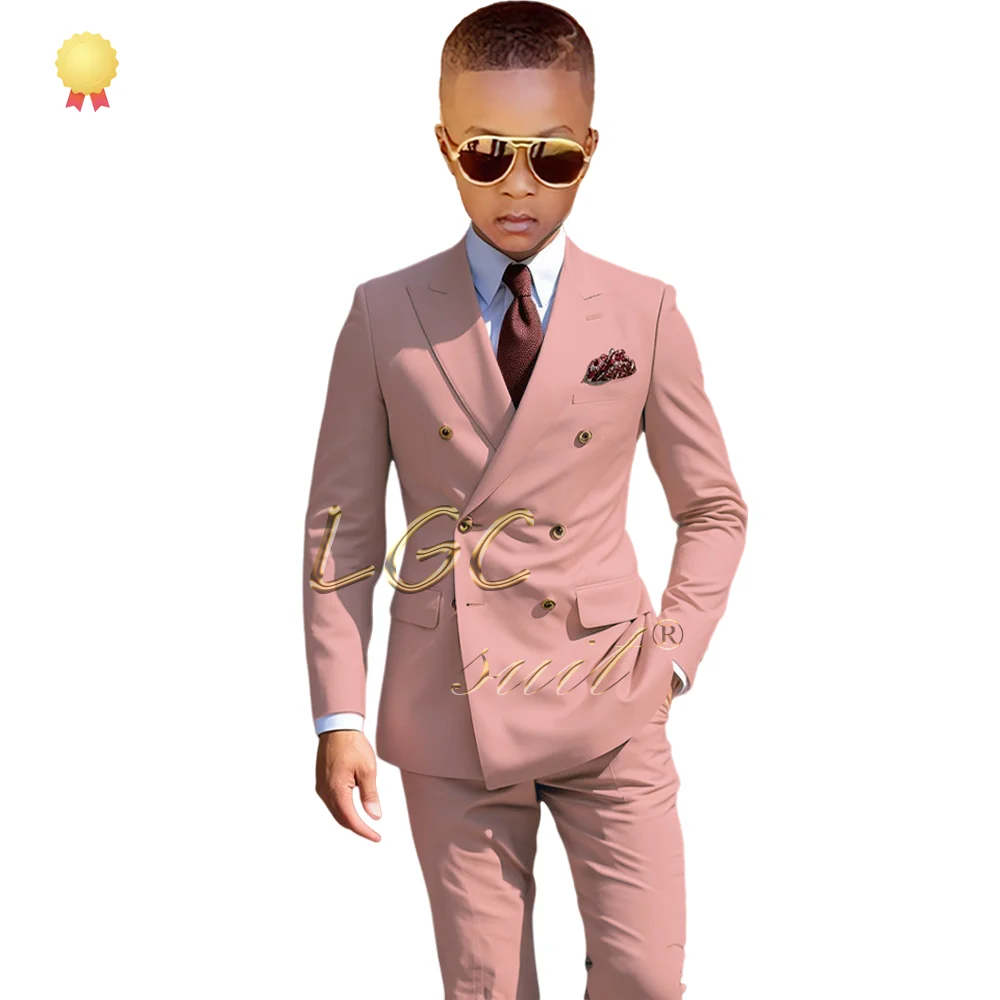 Boys double-breasted suit 2 piece suit, 2~16 years old children wedding party banquet birthday formal tuxedo custom suit