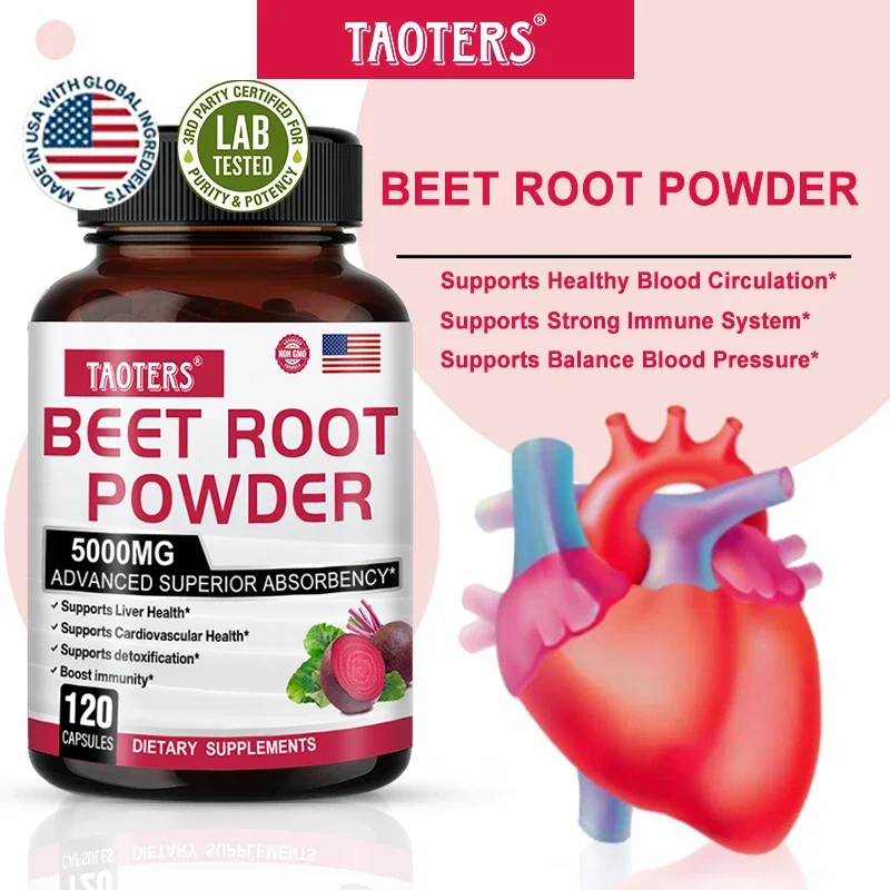 Organic Nitric Oxide Booster Beetroot Powder Capsules Cycle Superfood, Natural Energy