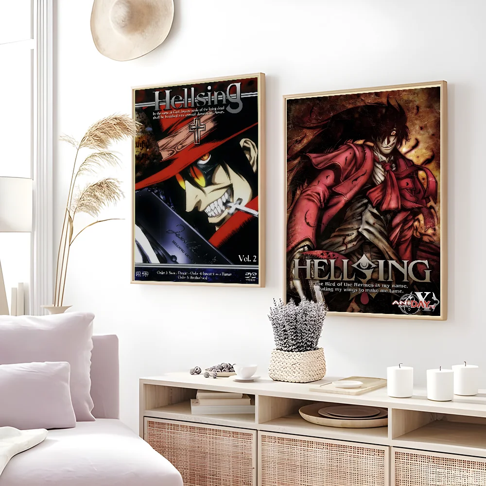 أنيمي H-Hellsing اليابانية الكرتون كول ريترو المشارك لزجة جدار الفن الطباعة مقاوم للماء غرفة المعيشة المنزلي غرفة بار ديكور جمالي