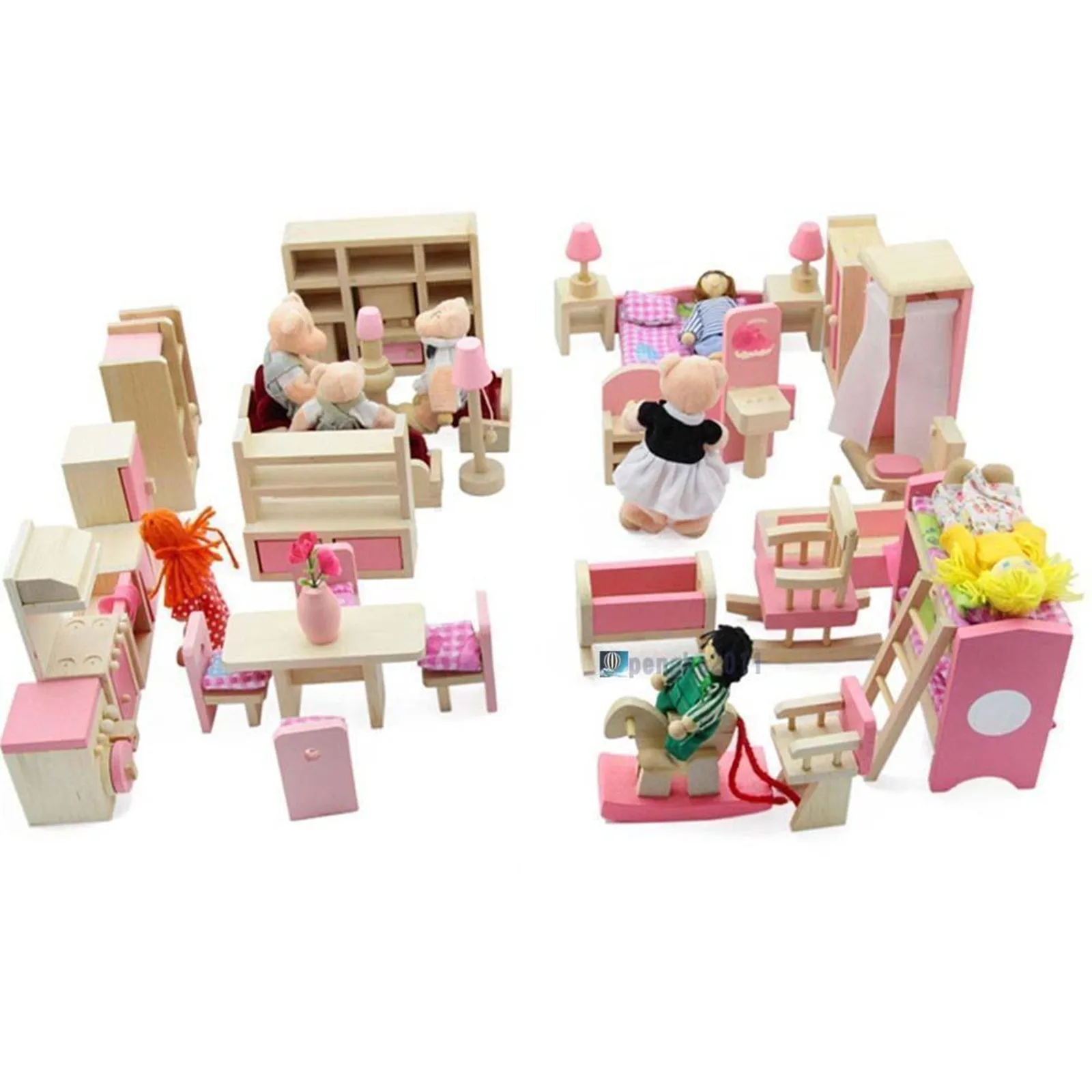 

Role Playing Bathroom Furniture Miniature Wooden House Set Kids Toy Gift Handmade Craftsmanship Use Simulation Play