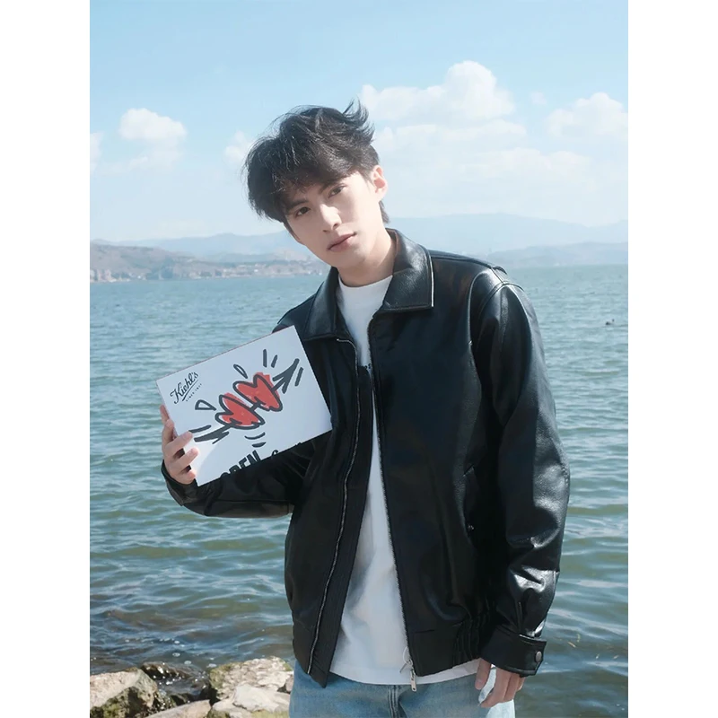 

Мужская кожаная куртка Cleanfit Bla ort: высококачественный байкерский жилет для молодежи с подкладкой на плечах, воротником-стойкой, повседневное пальто