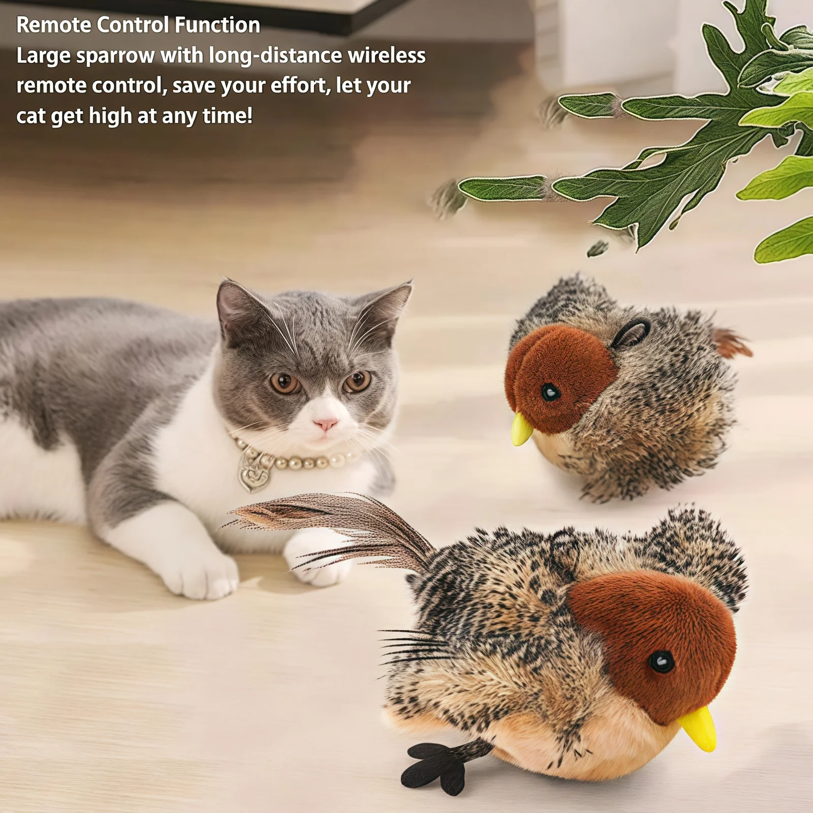 Flappy Bird Interactive Cat Toy USB Rechargeable Pet Cat Plush Toy Flapping Bird Toy Stimulate Hunting Instincts Remote Control