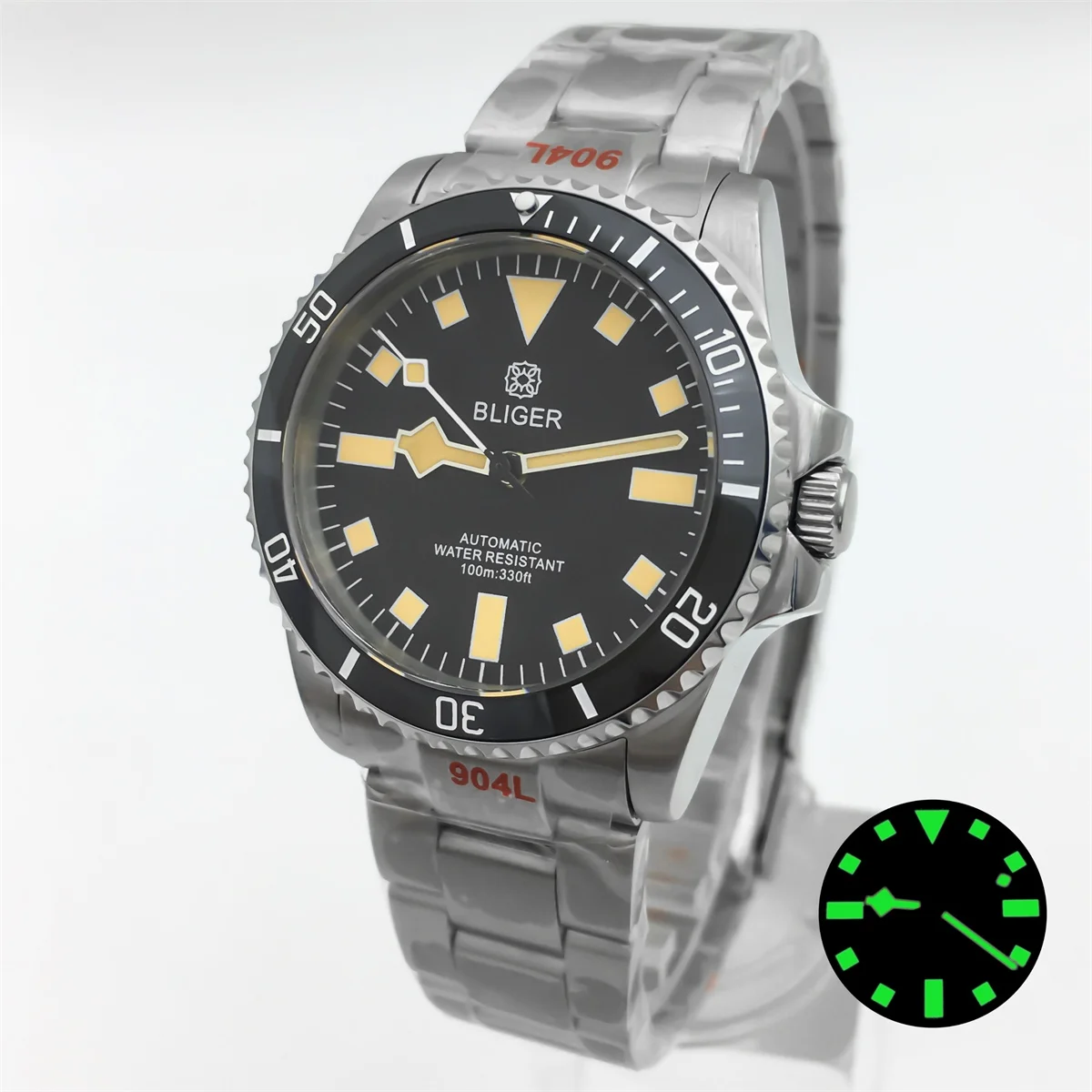 Men's Diving Watch 36mm 38mm NH35A PT5000 Vintage dial Snowflake Hand Sapphire glass ceramic bezel Stainless steel case bracelet