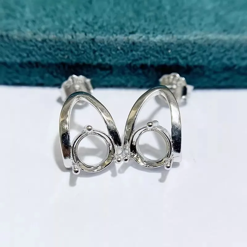 

MeiBaPJ 6 мм круглые камни DIY 925 серебро пустая установка модные серьги-гвоздики изысканные очаровательные свадебные украшения для женщин