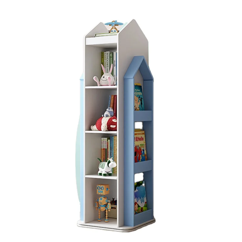 xx-Kids' Cabinets With Rotating Double-layer Chassis NEWSEN Solid Wood Book Rack for Kids Furniture Bookcases#
