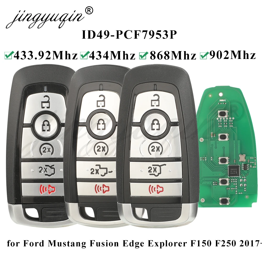 jingyuqin 433.92/434/868/902Mhz Remote Car Key For Ford Edge Explorer Expedition Fusion Mondeo F150 F250 Mustang Smart Keyless