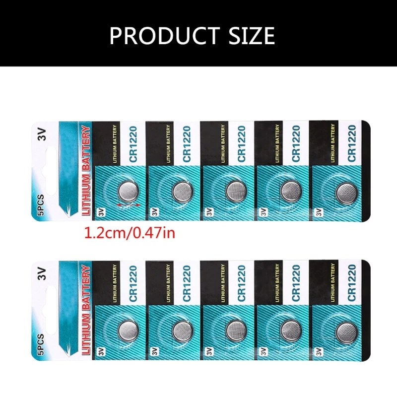 DX62 Pack Of 5pc/10pc Lithium Button Cell Batteries CR1220 Battery High Capacity Batteries Watch Batteries for Mini Lights