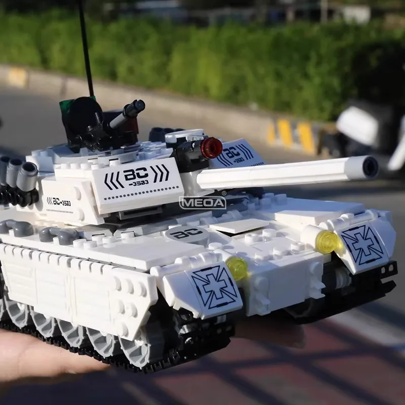 

DIY французский AMX-56 Leclerc гусеничный основной боевой танк, кирпичи, разведный автомобиль, строительные блоки, военная сборная модель, игрушка для мальчика