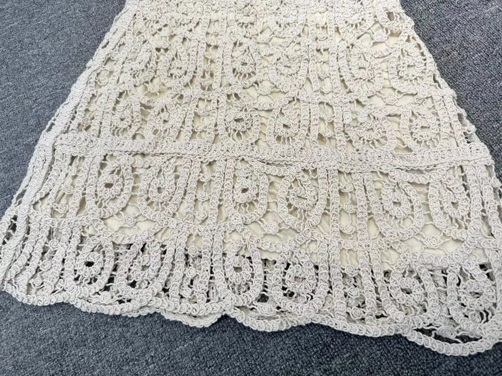 

Women Crochet Hollow Out Skirt Holiday Embroidery Knit Boho Gemonetric Vacation Sexy A-Line Mini Skirt y2k Summer Clothingr