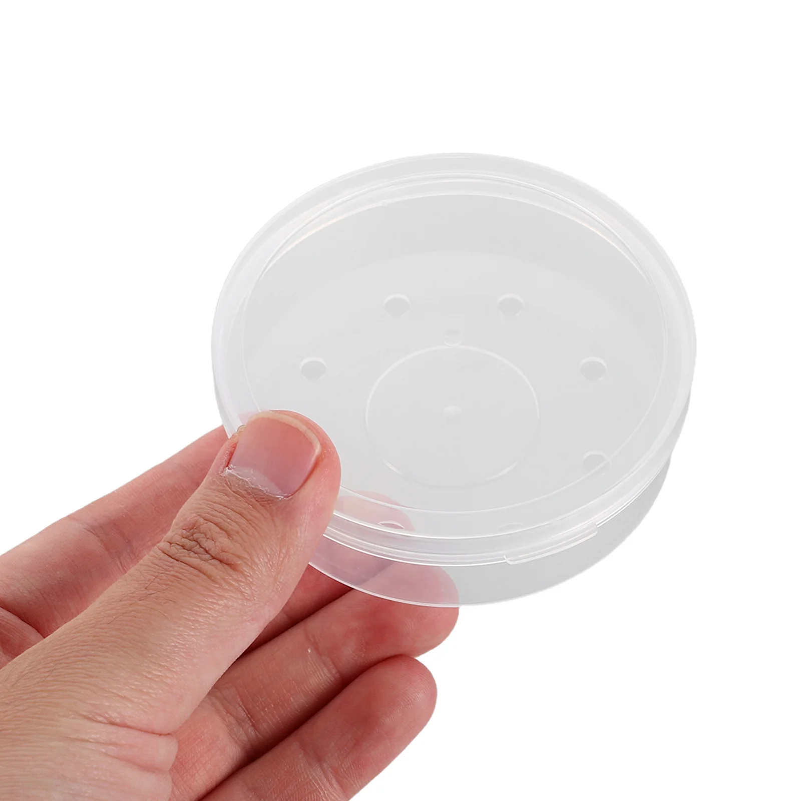 

2Pcs Transparent Round Makeup Sponge Container Portable Travel Puff Storage Box Powder Puff Organizer