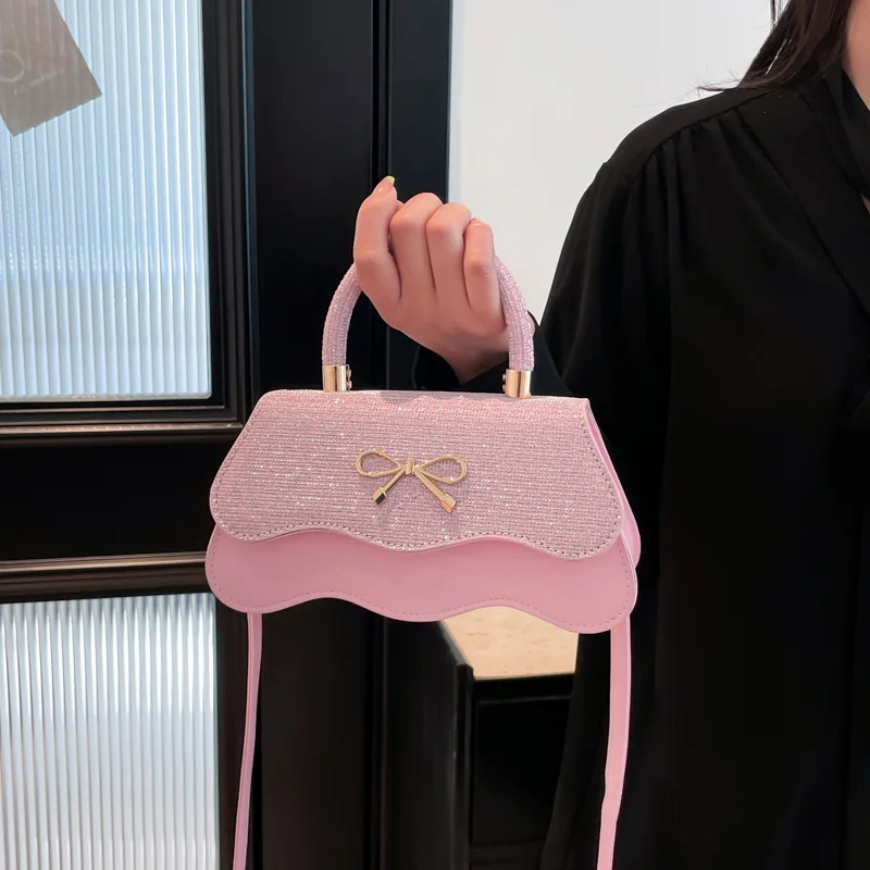 

2025 New Womens Square Bag Retro Bow Crossbody Shoulder Bag Small Handbag Cute Casual Fashion Minimalist Purse