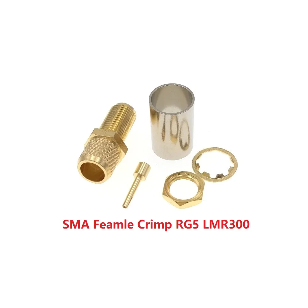 SMA Female Straight Crimp For RG316 RG174 RG58 RG5 RG8 RF Coaxial Adapter Connector Goldplated