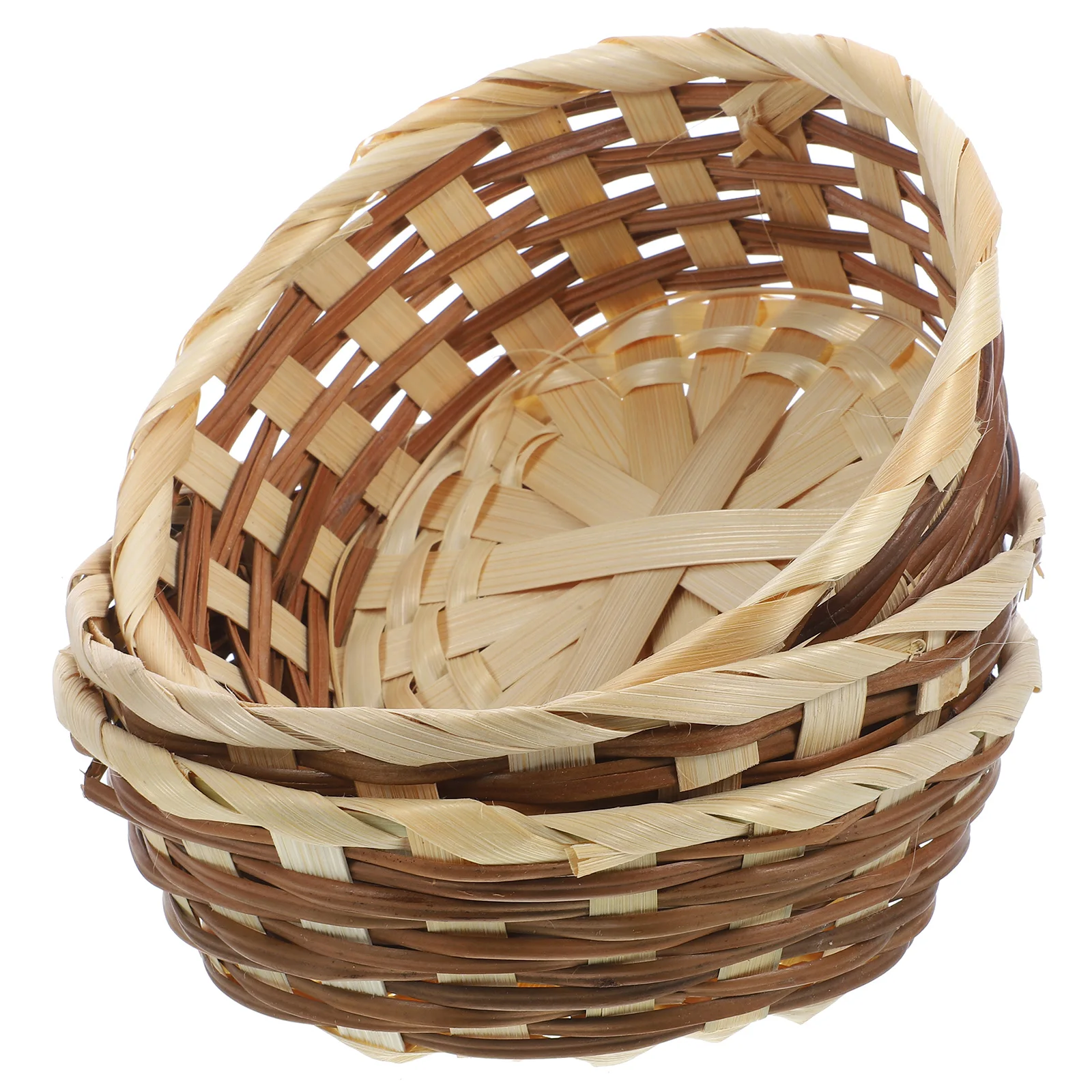 

3pcs Basket Handmade Rattan Woven Basket Bamboo Wicker Fruit Storage Container food Snack Bread Storage Baskets home camping use