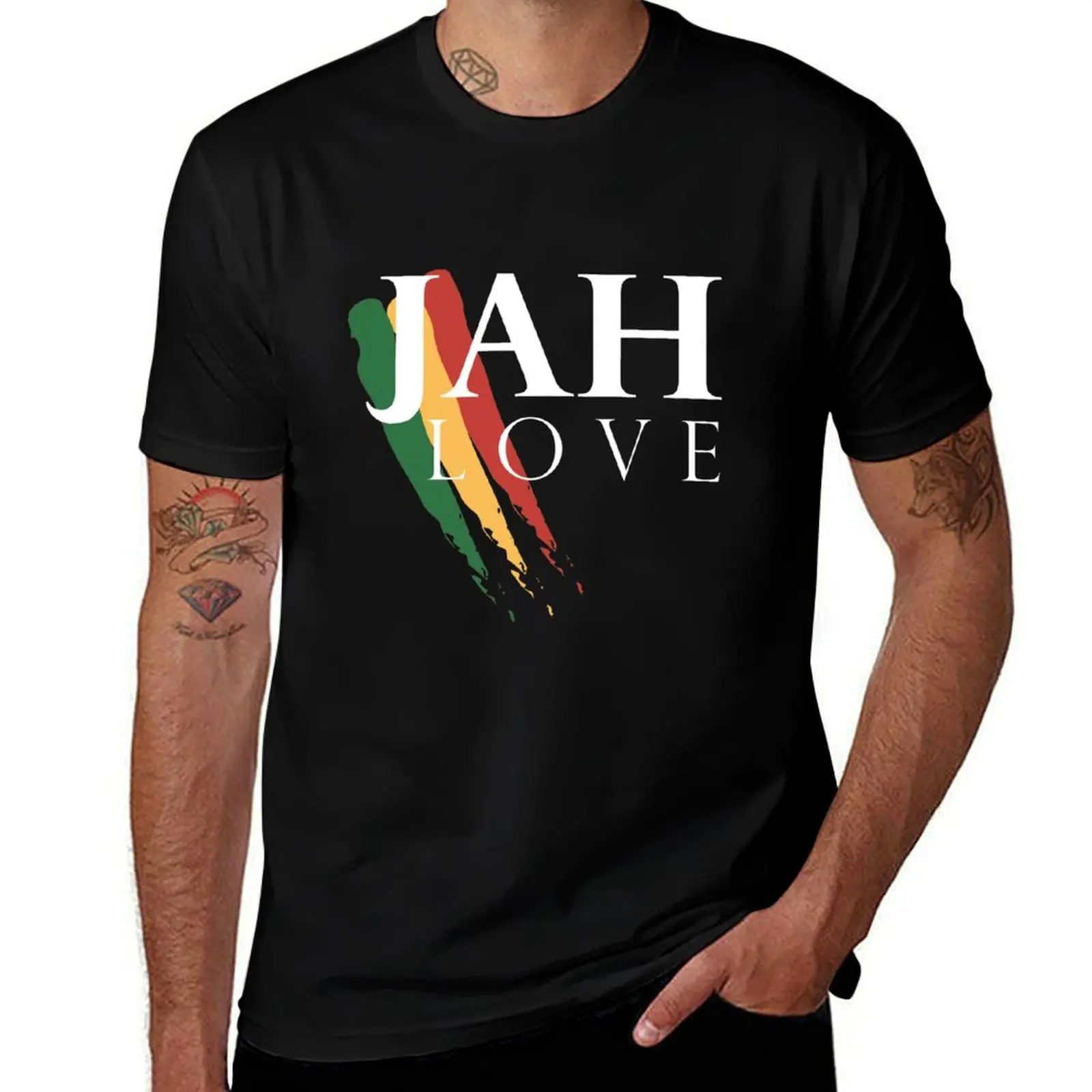 Jah Love ( WHITE ) T-Shirt Classic Graphic Short Sleeve Top