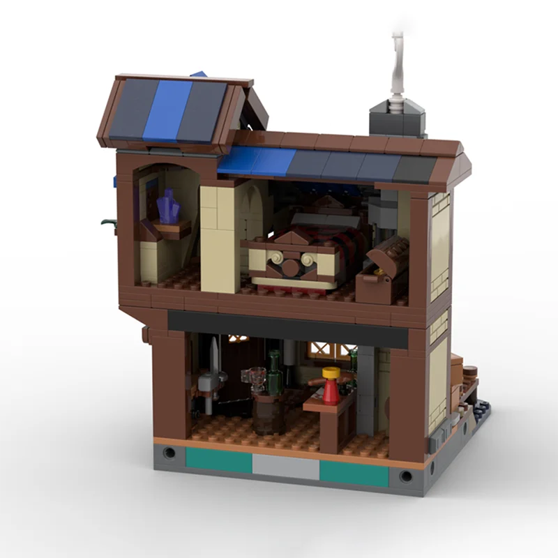 618-piece MOC medieval building house bar model DIY assembly building block toy children's birthday gift