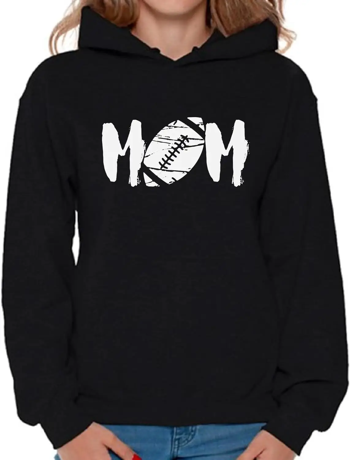 

Awkward Styles Women's M-O-M Football Mom Graphic Hoodie Tops White Sports Mom