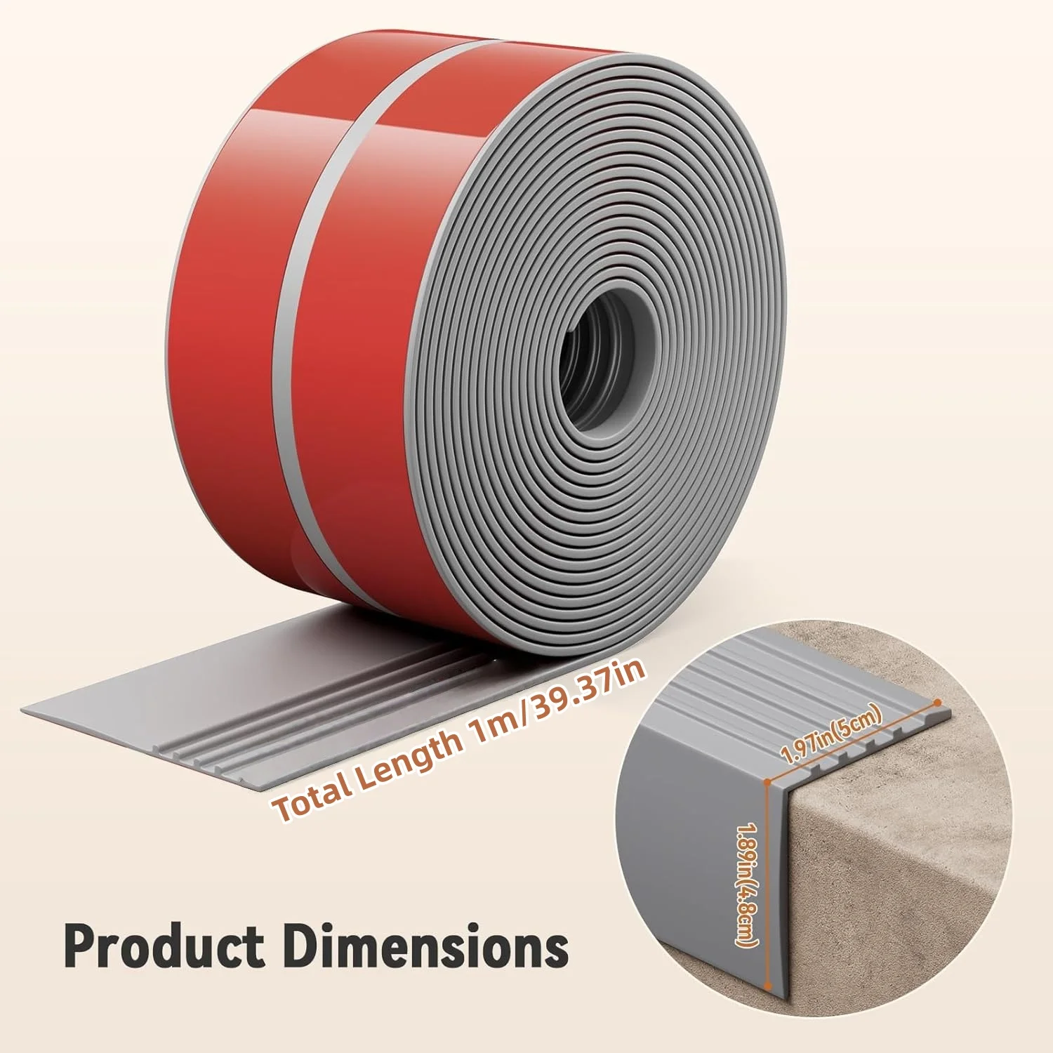 1Roll 1m/39.37in Stair Edge Protector Black  Edge Trim for Steps Stair Nose Molding Rubber Nose Trim Edging Guard Treads Self Ad