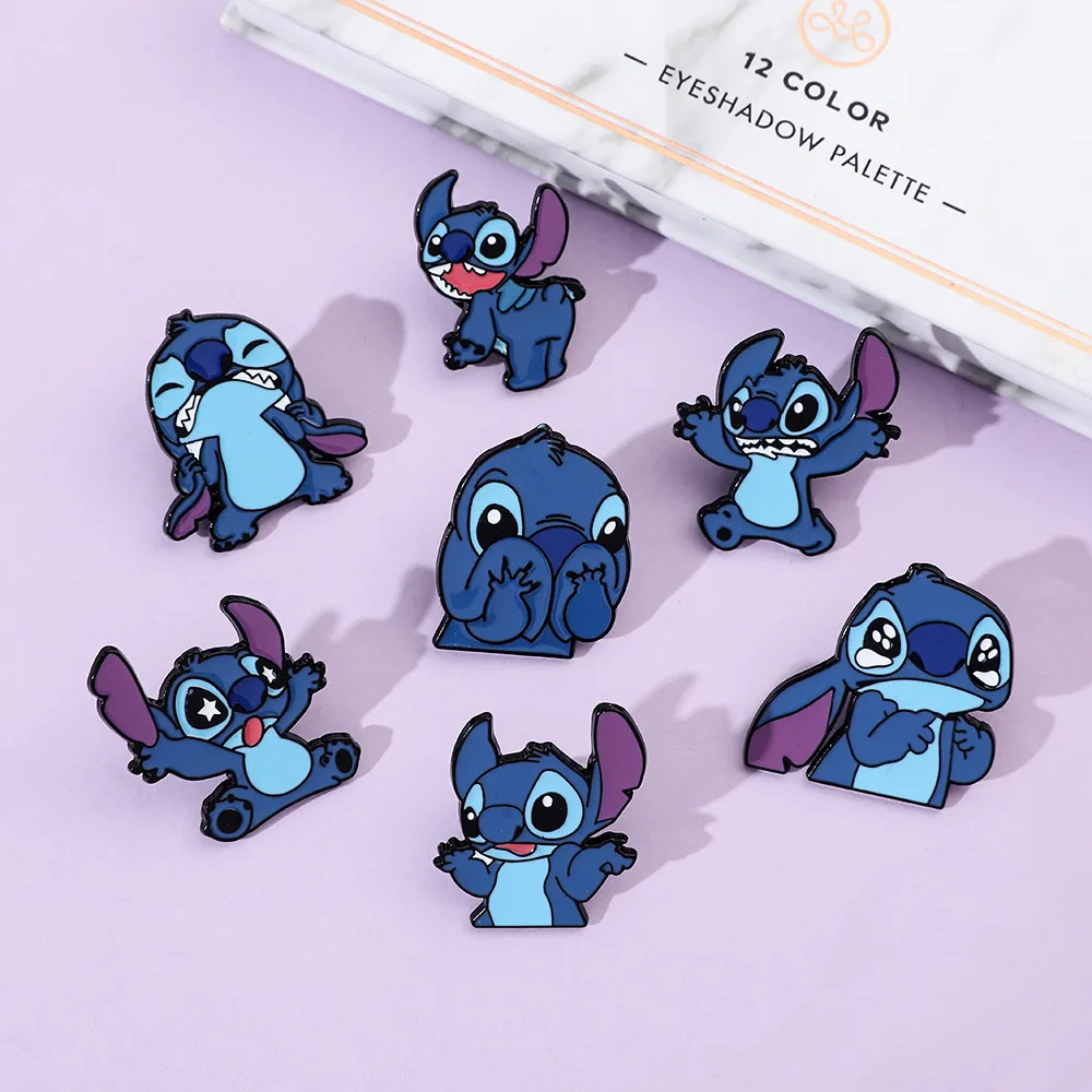 Аксессуары Stitch Disney, брошь в стиле аниме, забавный мультяшный стежок, металлический значок, сумка из сплава, сумка с каплей масла, аксессуары, подарки для детей