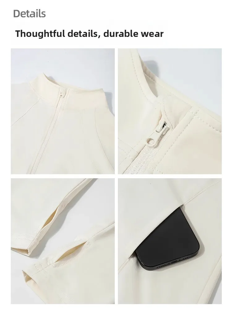 슬림 피트 스포츠웨어 Sun Protection irt 여성 여름 얇은 허리 치핑 요가 Fitn Faion 겉옷 오픈 카디건