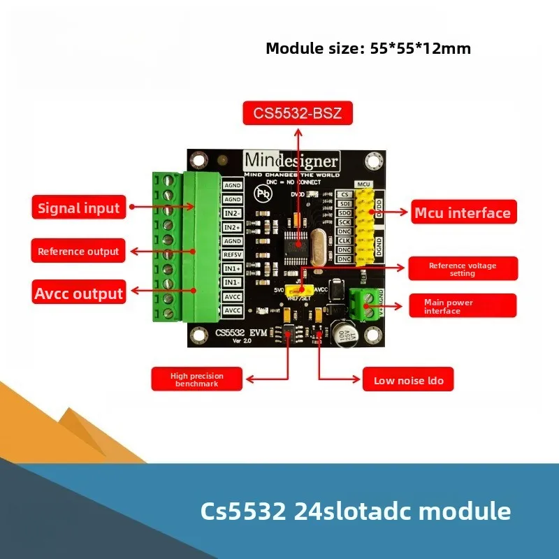 CS5532 Module 24-bit ADC Module High Precision Analog-to-Digital Conversion Module CS5530ISZ CS5532