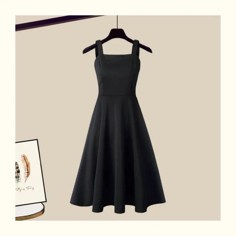 Korean Spring Autumn Dresses Set for Women 2023 New Fashion Age Reducing Splice Fake with Strap Dress Two Piece Outfits