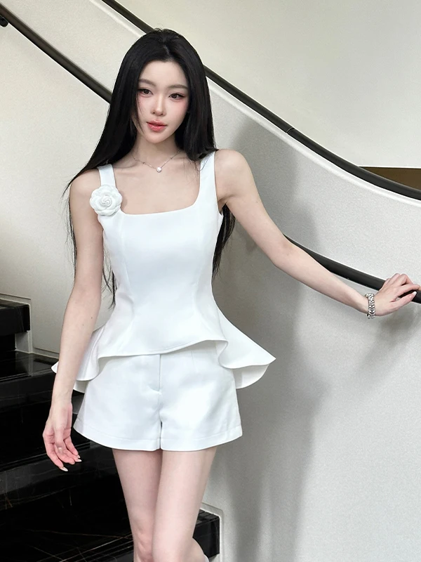 

Youenbb Pure Desire: Комплект из двух предметов для женщин – летний облегающий топ-жилет и хлопковые брюки с V-образным вырезом. Модный комплект.