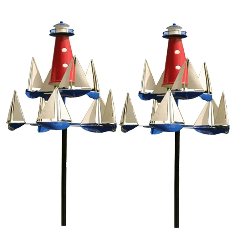 

Art Wind Sculpture Sailboat Windmill Outdoor Garden Decoration Stakes Windmill Sailboat 85X30cm