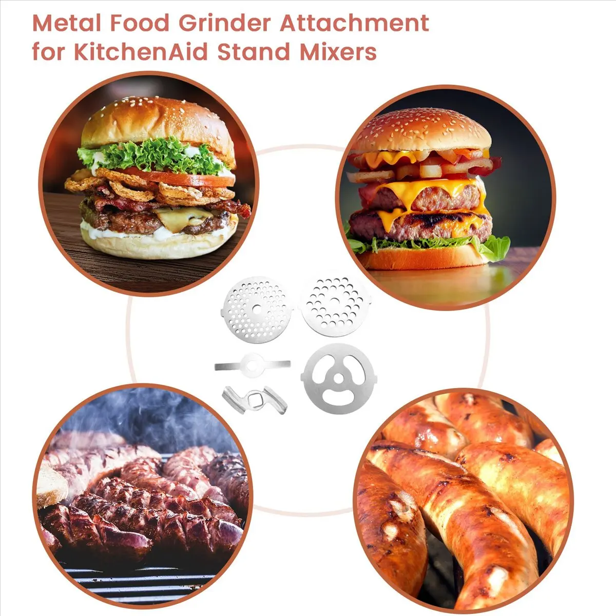 newyear828 Metal Food Grinder Attachment for Stand Mixers, Meat Grinder Attachment Kitchen Tools