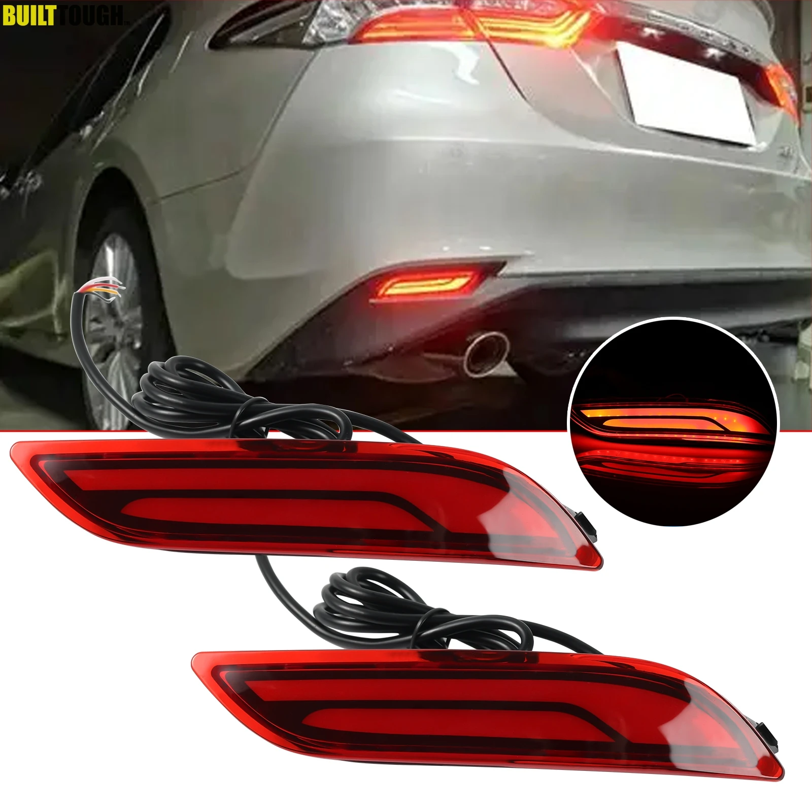 

LED Bumper Reflector Lights For Toyota Camry 2018 2019 2020 2021 2022 2023 2025 Dynamic Turn Signal Rear Fog Tail Brake Lamp