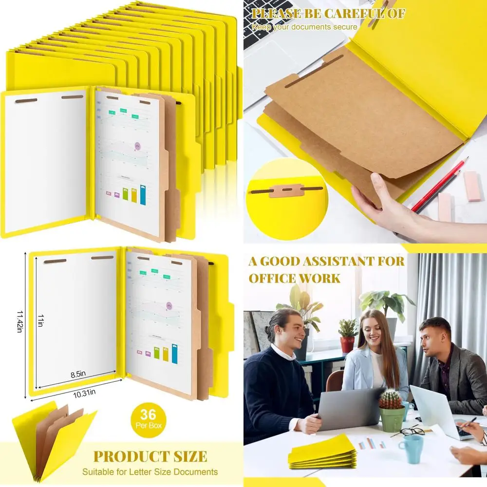 

Heavy-Duty Letter Size File Folders with Expansion, Dividers, and Fastener for Teachers and Medical Professionals - Yellow