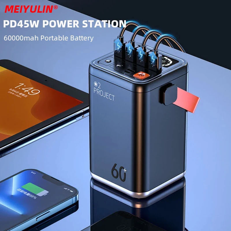 60000mAh التخييم قوة البنك المحمولة بطارية مساعدة تهمة سريعة قوية سعة كبيرة 60000mAh قطع Powerbank للهاتف