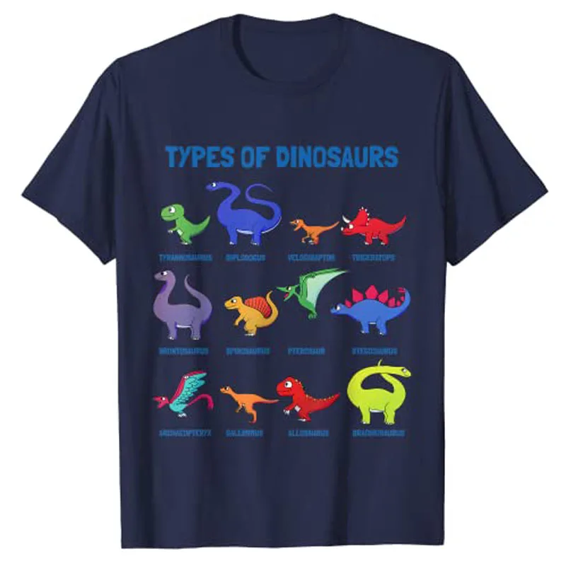 Type of Dinosaurs Diplodocus Allosaurus Ankylosaurus T-shirt Future Paleontologist Dino Identification Cute Sweet Tee Tops