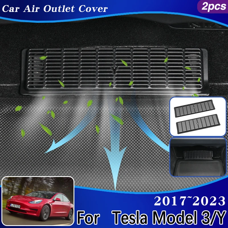 

For Tesla Model Y 2023 Accessories Model 3 2017~ 2023 Car Air Outlet Covers Exhaust Vent Under Rear Seat Conditioner Ventilation