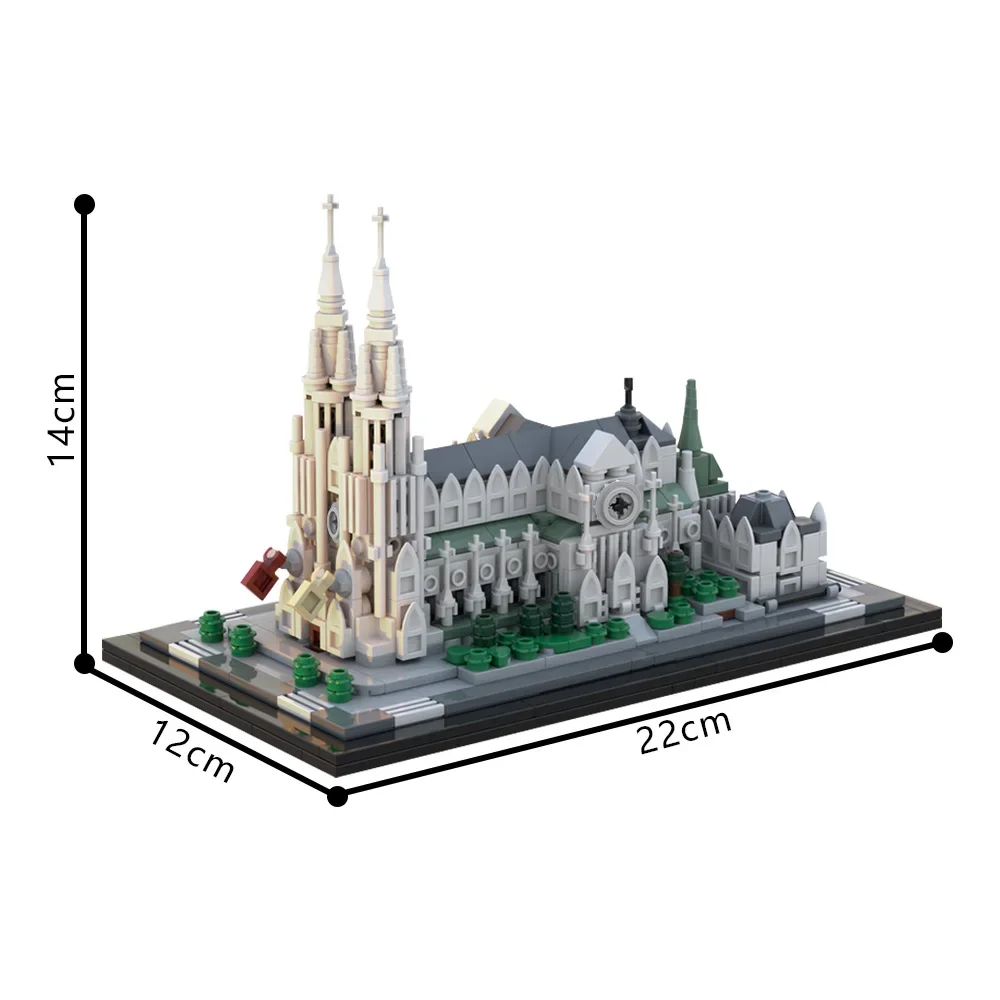 MOC Catedral de San Patricio, modelo 1:800, bloques de construcción, vista de ciudad famosa de Nueva York, arquitectura clásica de Iglesia, juguete para regalo