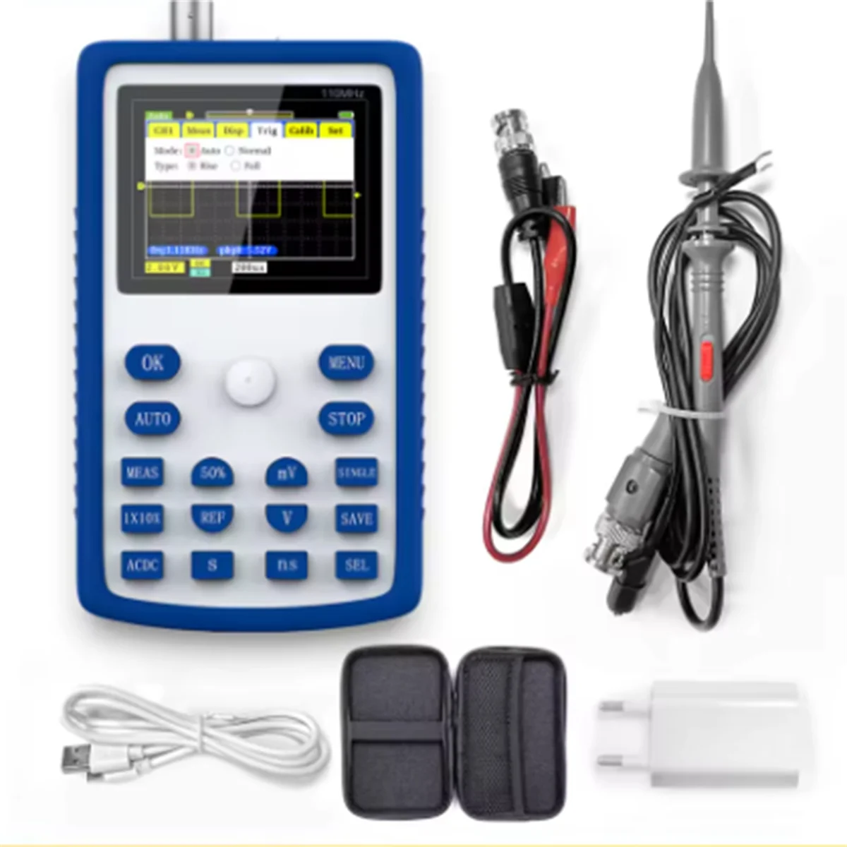 

1C15 Mini Handheld Oscilloscope Digital Sampling Rate 500MS/S Analog Bandwidth 110MHz Support Waveform Storage EU PLUG