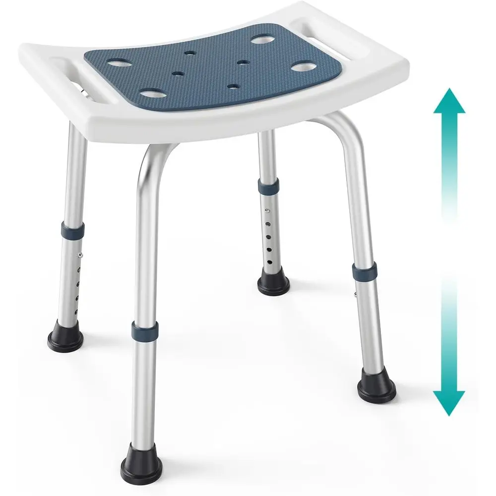 

Регулируемый по высоте мягкий стул для душа для пожилых и людей с ограниченными возможностями - синий