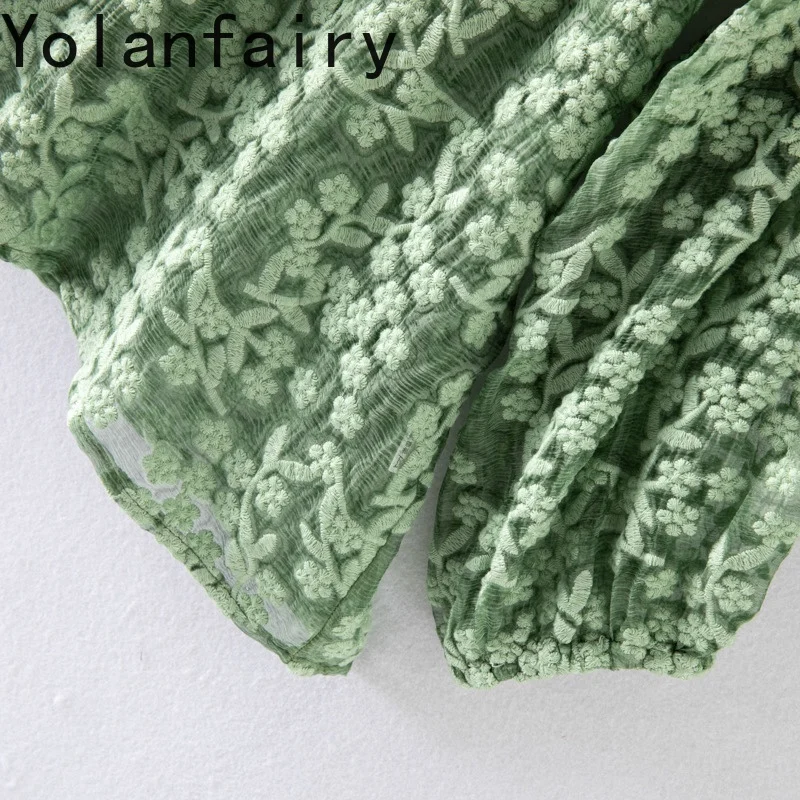 YOLANFAIRY 100% Moerbei Zijde Blouses voor Vrouw Elegante Geborduurde Zonwering Shirt Blouse Vrouwen Top Chemises Et Blouses