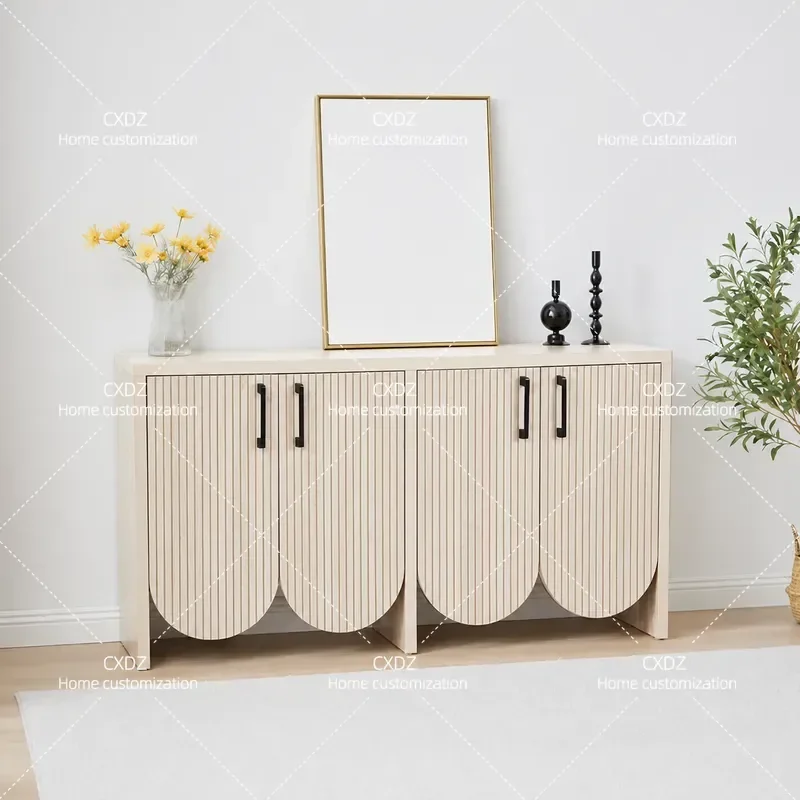 Solid Wood Dining Side Cabinet Modern Simple Living Room Wall Storage Unit Light Luxury Home Decor Furniture