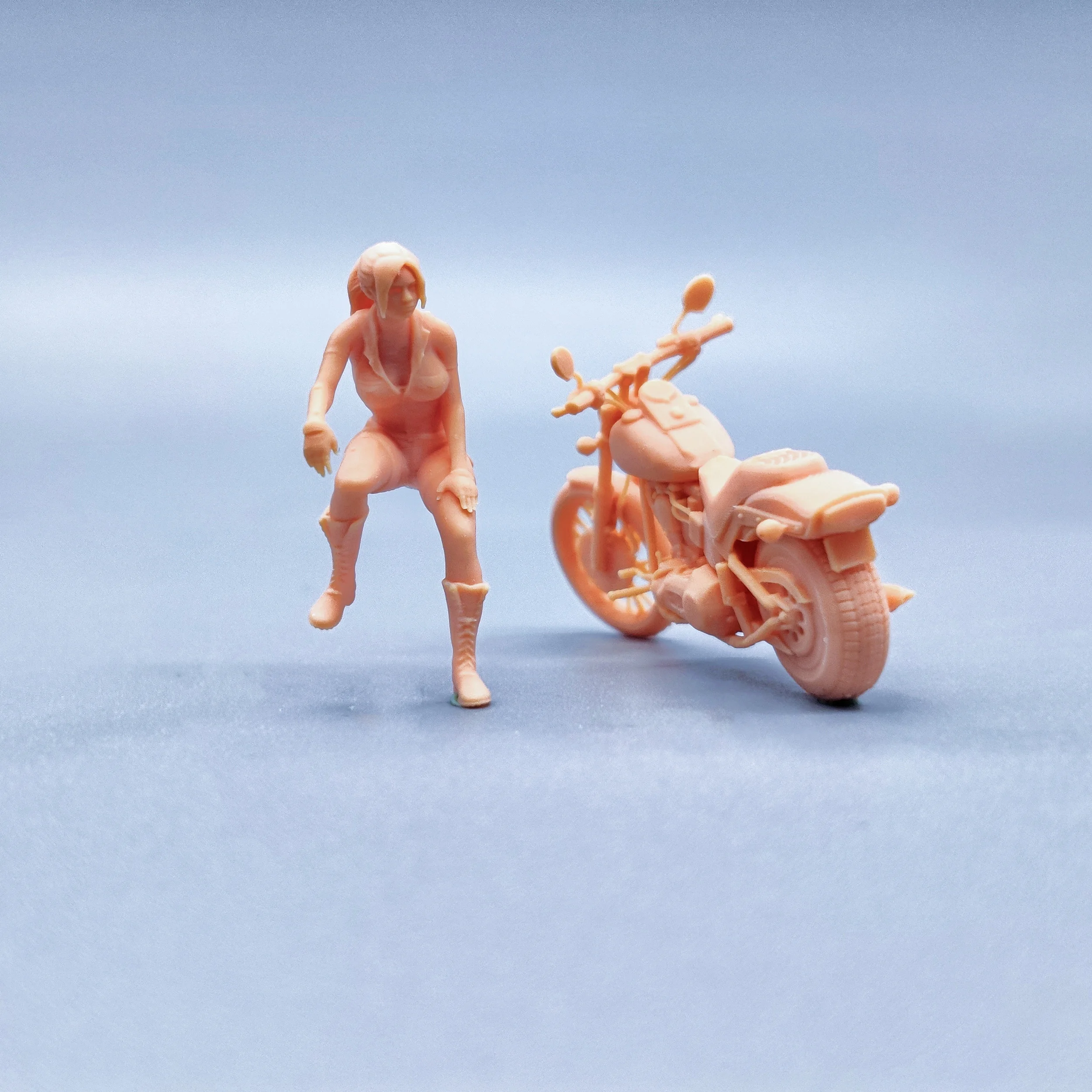 راتنج شيطان كلير للدراجات النارية غير ملون ديوراما ، تماثيل دراجة نارية مرسومة يدويًا ، مقياس موديل ، V927 ، V928 ، 1:64