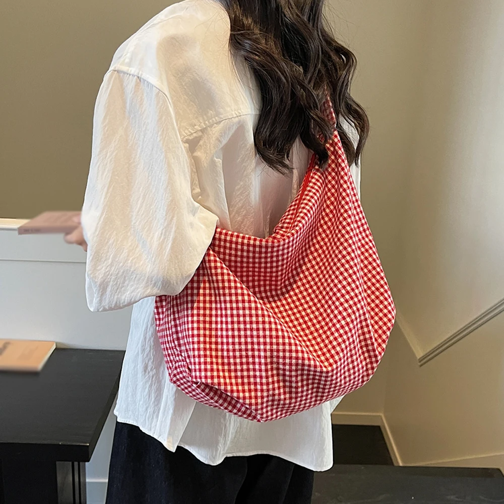 

Lazy Style Women's Crossbody Bag Retro Plaid Casual Versatile Large Capacity Dumpling Bag Commuter Tote Bag