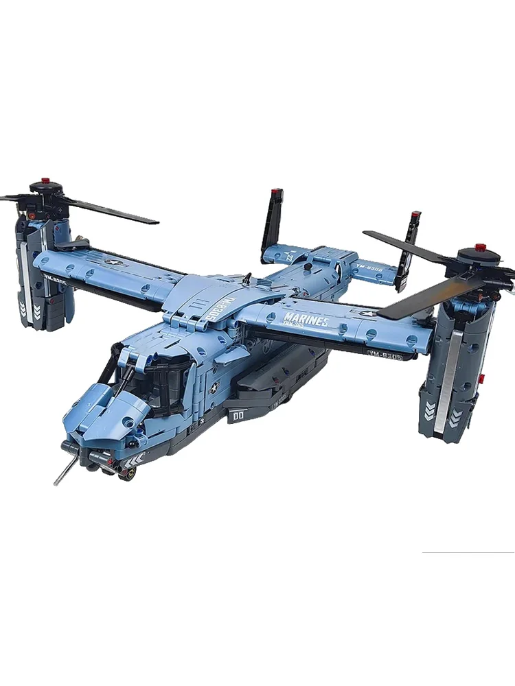 Technologie MOC 1389PCS V-22 Tiltrotor Vliegtuigen Helikopter Bouwsteen Kinderen Militaire Vliegtuig model Bricks Speelgoed home Decor. - afbeelding 2