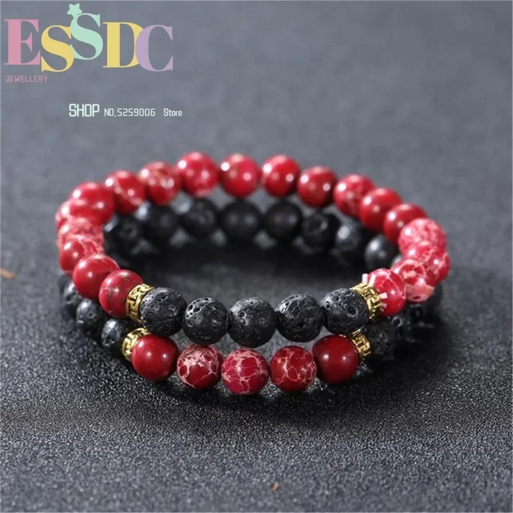 Hot Selling Black Volcanic Suit Bracelet Yoga Natural Stone Beads Lovers Simple Temperament Men And Women Hand String Gifts