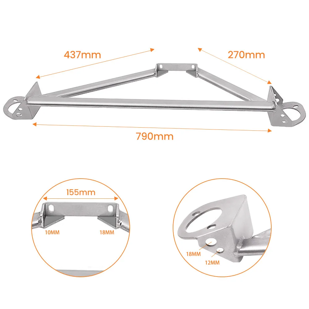 3 Point Front Upper Strut Tower Bar Brace for Honda Civic For Acura Integra