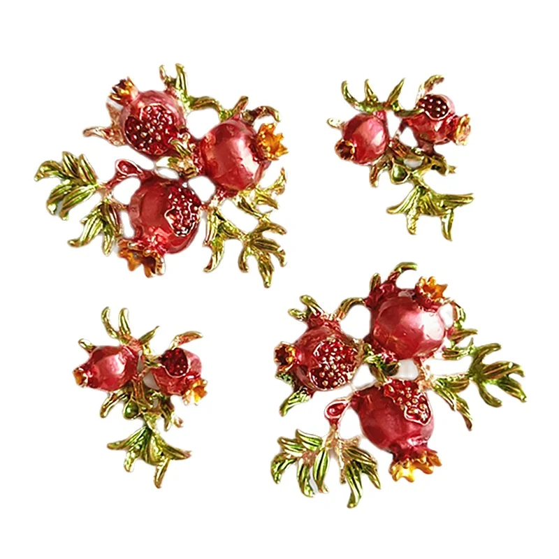 5 Pcs/Lot Alloy Creative Red Pomegranate Buttons Ornaments Hair DIY Box Clothing Mobile Phone Jewelry Accessories Handmade