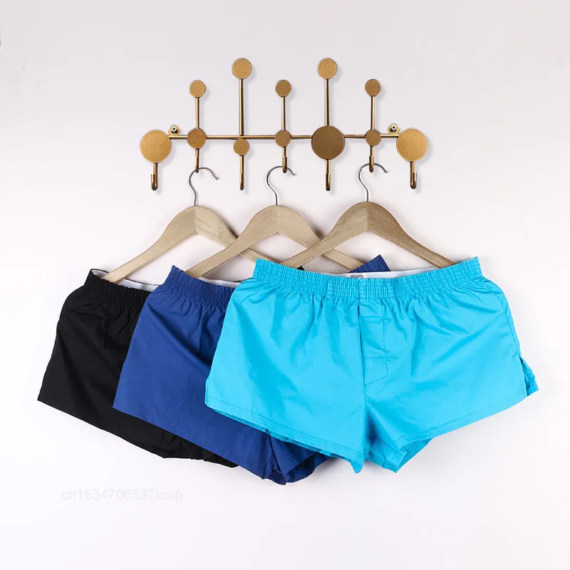 شاومي الرجال الملابس الداخلية الملاكمين السراويل فضفاضة الرجال سراويل القطن الذكور الكلاسيكية الصلبة السهم السراويل مرونة زنار النوم Bottoms