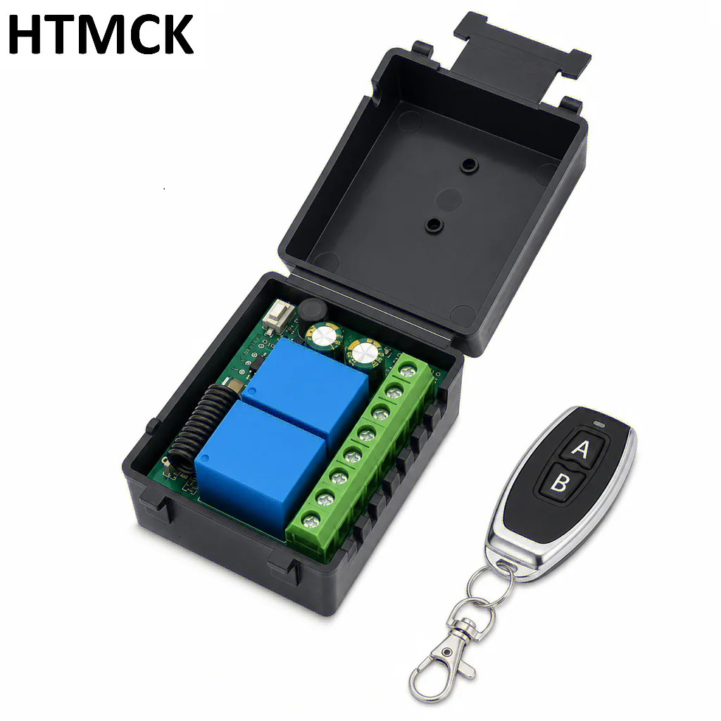 Controlador de Motor RF HTMCK 12V 433Mhz com Módulo Receptor de 2 Canais e Transmissor para Fechadura Eletromagnética de Porta LED