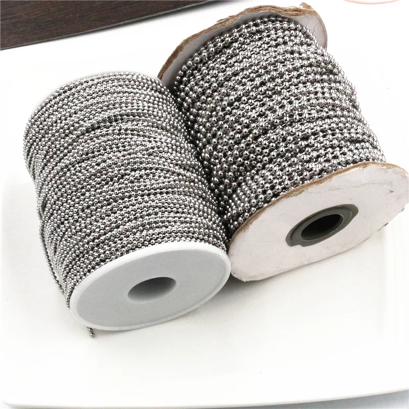 5 Meters/Lot 1.5/2.0/2.4/3.0mm Beaded Ball Stainless Steel Bulk Ball Bead Chains For DIY Necklaces Jewelry Making Accessories