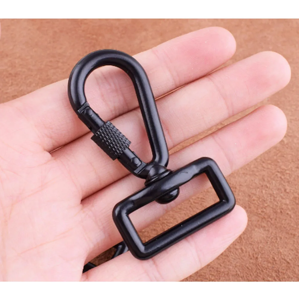 2 Pcs Large Swivel Clasp Black Hook Carabiner Hooks 25mm Lobster Clasps Parrot Clasps for bag purse DIY Making Leash