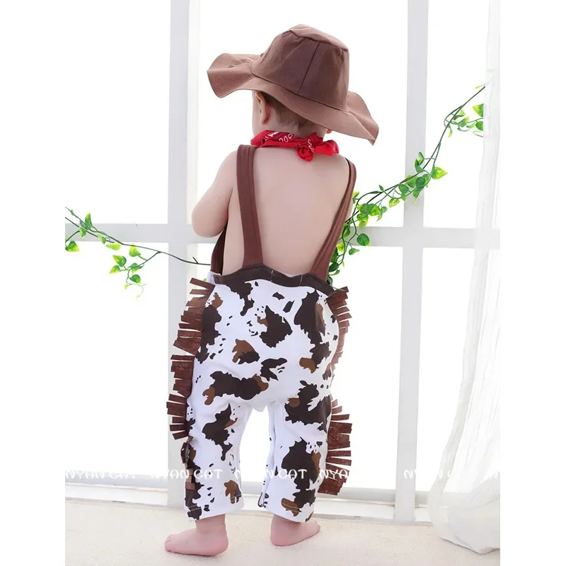 Baby kleidung Junge Kostüm Kleinkind Kleinkind Cowboy Set 3 Stück Hut Schal Baby Stram pler Halloween Event Geburtstag Urlaub Cosplay Outfits