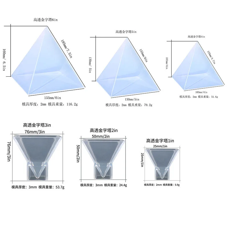 

Highly transparent pyramid shaped silicone mold made of epoxy resin suitable for home decoration and dried flower accessories